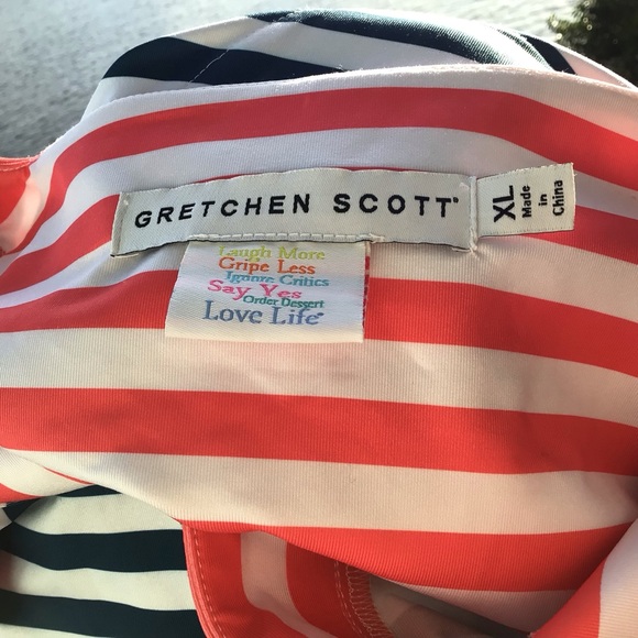 Gretchen Scott Midi Striped Dress in Coral and Navy - Picture 10 of 10